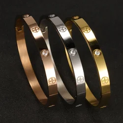 Stainless Steel Cuff Bracelets Bangles For Women Fashion Jewelry Charm Jewelry Accessories Crystal Bracelet love