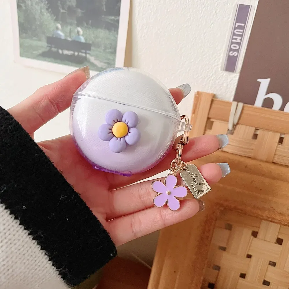 For OPPO Enco buds2 Case Cartoon Transparen Gradient pattern/ flower Keychian Silicone Earphone Cover cute For oppo Enco Air2i