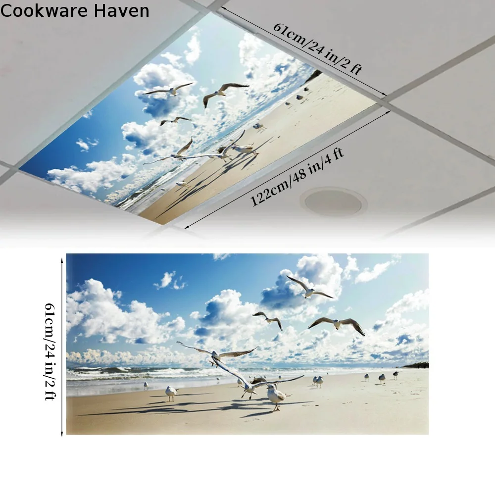 120*60cm Lampshade 15 Styles with 10 Magnetic Buckles Magnetic Light Filters Sky Forest Fluorescent Light Covers Offices
