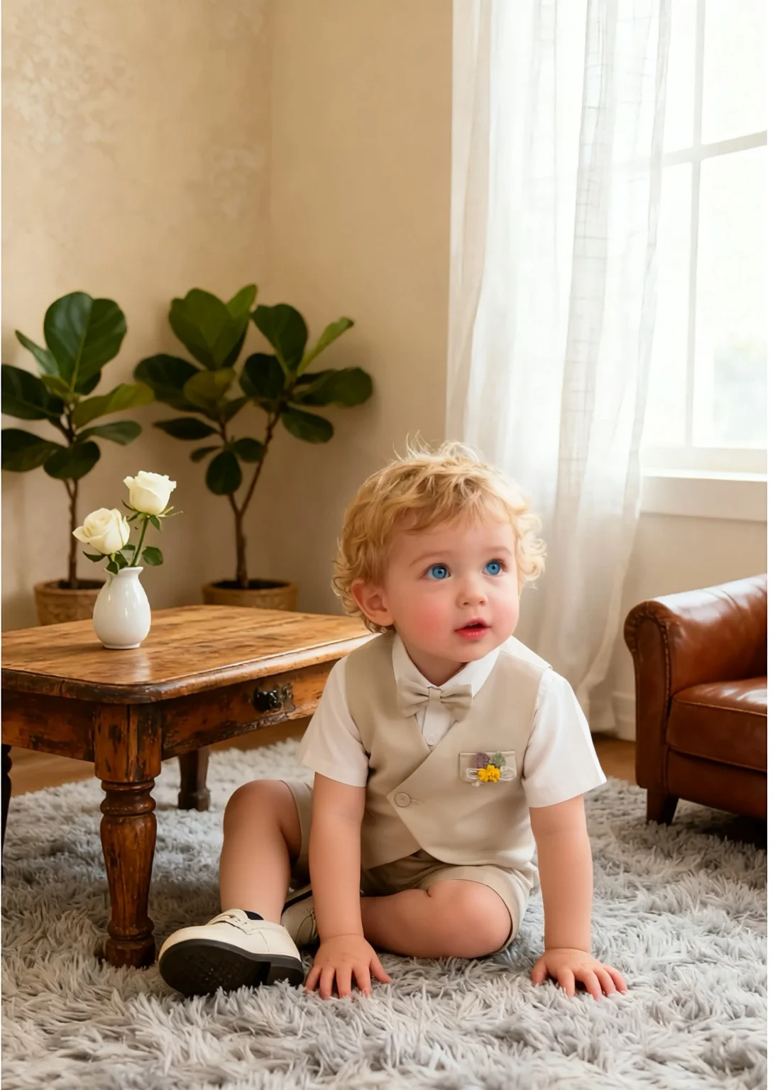 Boys' Formal Wear Spring Summer New Vest Set Children's Suit British Wedding Flower Boy Hosting Stage Show Performance Suit