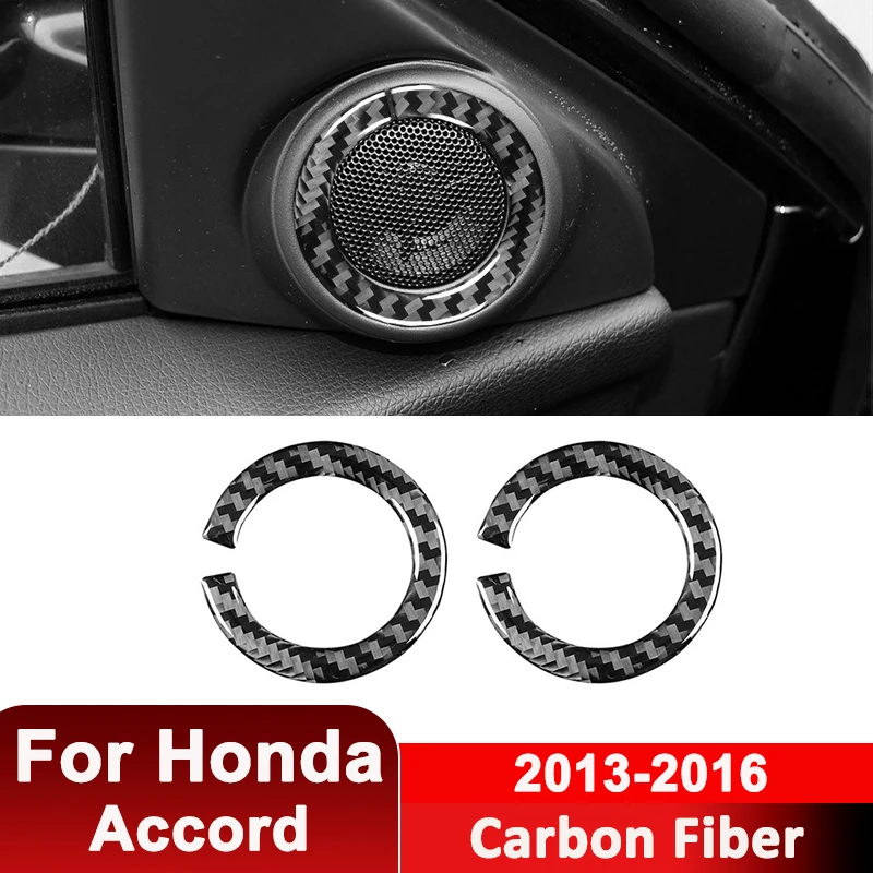 

For Honda Accord 2013-2016 Carbon Fiber Car A-Pillar Radio Speaker Ring Cover Frame Decorative Sticker Auto Interior Accessories