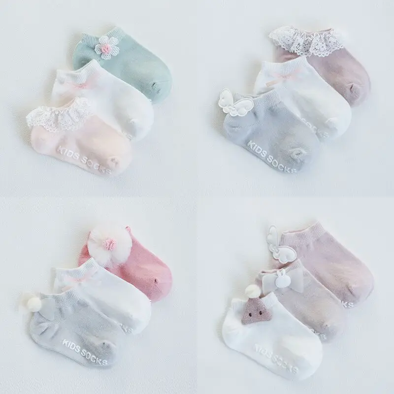 3 Pairs/Set Socks for Baby Kids Soft Cotton Breathable Toddler Socks Infant Boy Girl Ankle Children's Novelty Casual Socks