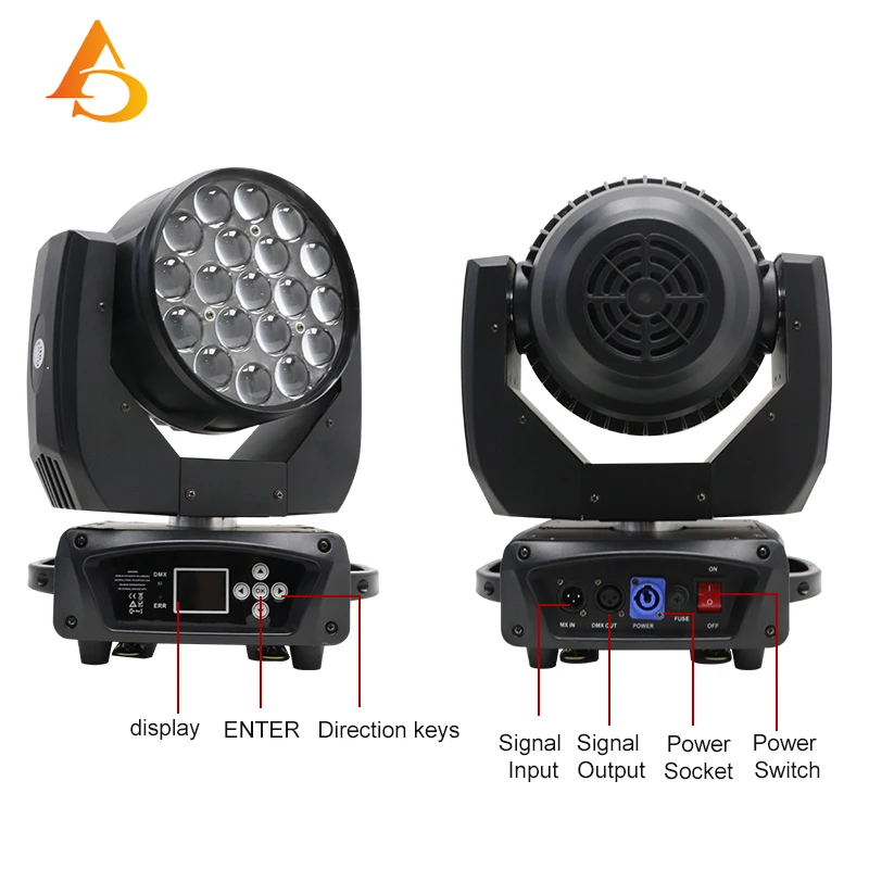 DMX 19x15W RGBW Zoom Beam Moving Head Lighting with Flight Case for DJ Disco KTV Bar Nightclub Stage Light