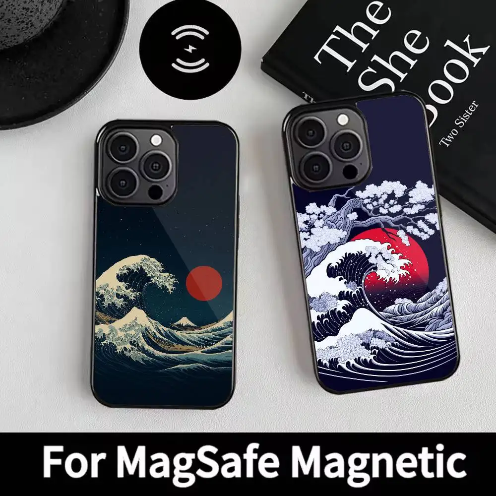 

Ocean Waves Ukiyo-e Creative Phone Case For iPhone 17,16,15,14,13,12,Plus,Pro,Max for Magsafe Magnetic Wireless Charging