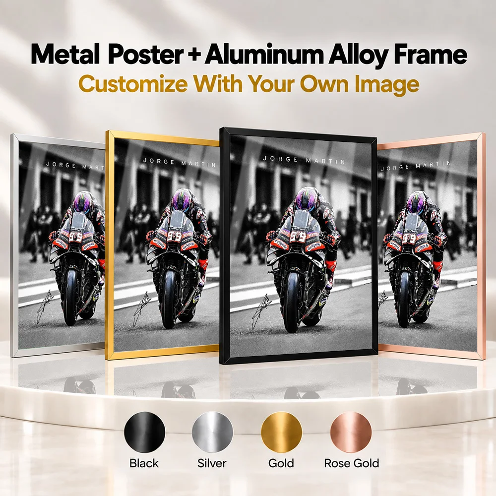 Jorge Martin MotoGP Racing Metal Poster With Aluminum Alloy Frame Customized Photographic Athlete Study Wall Art For Bedroom