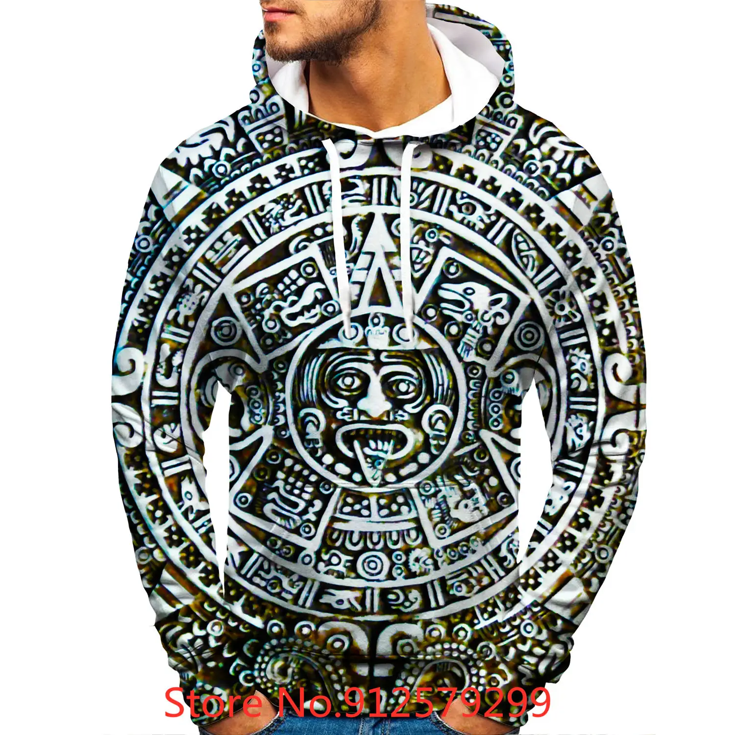 2022 Men Hip Hop Mexico Streetwear Hoodie Aztec Calendar 3d Printed Sweatshirt Harajuku Casual Pullover