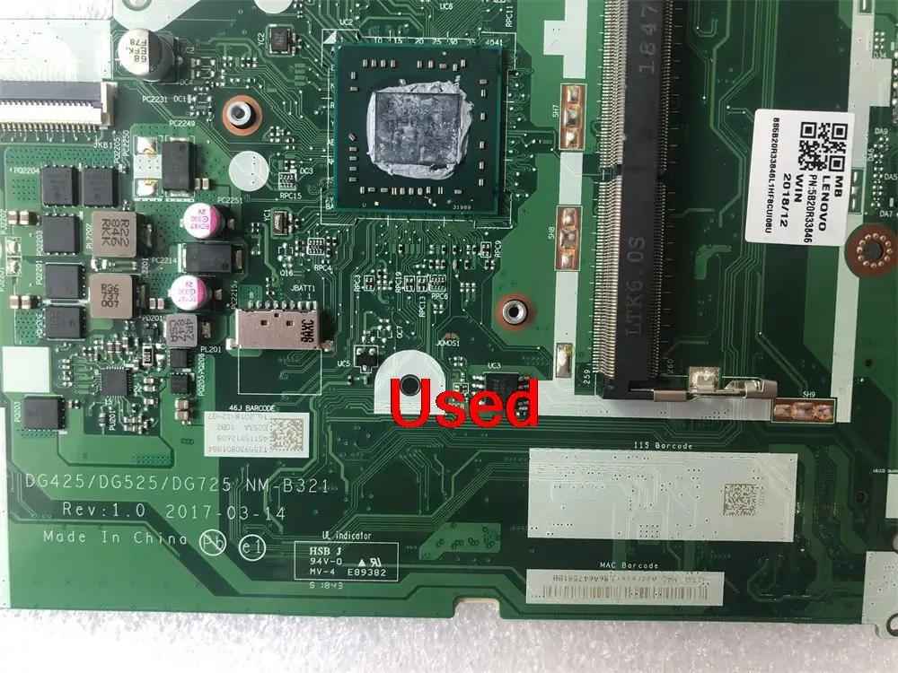 Used For Lenovo Ideapad 330-15AST Laptop Motherboard mainboard NM-B321 CPU A9-9425 UMA  FRU 5B20R33846