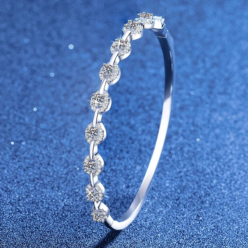 S925 Sterling Silver Starry Sky Bracelet Openwork Moissanite High Quality Adjustable Chain for Women