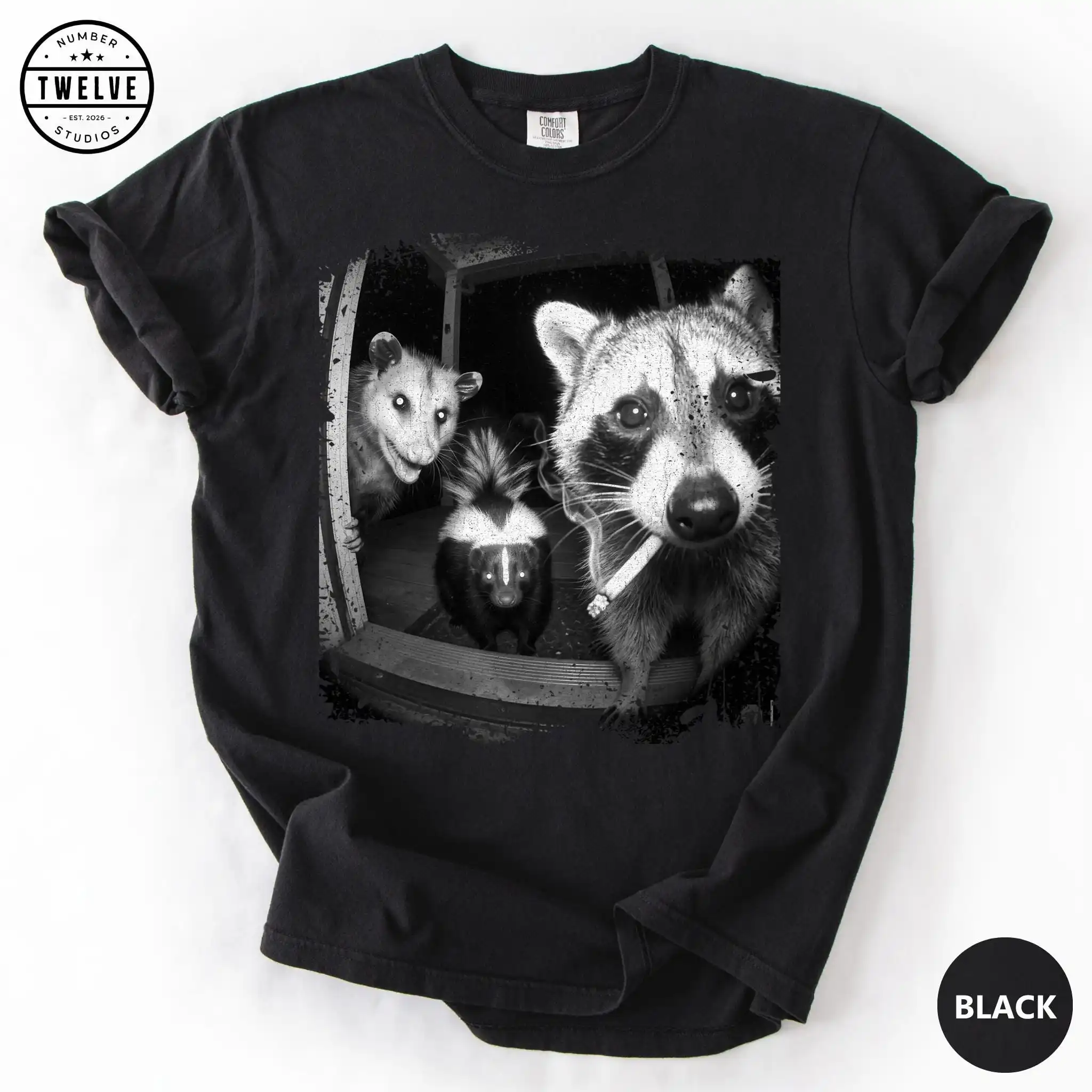 Trash Panda Night Crew Shirt, Raccoon Opossum Skunk Tee, Feral Goblincore Gift , Trail Cam Critter Humor Top Lover T-shirt