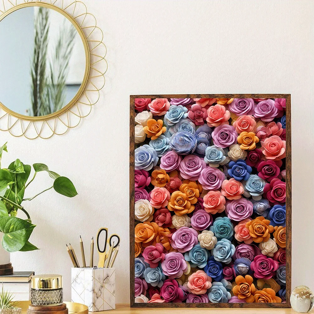 Buntes Regenbogen-Rosen-Bouquet-Puzzle für Erwachsene, florales Thema, geistiges Spiel, Heim- und Freizeit-Dekoration, Puzzle-Spielzeug