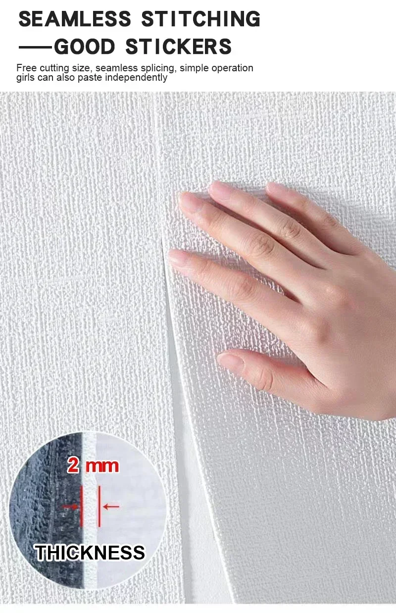 3D selbstklebende Leinentapete, kontinuierliche wasserdichte Wandaufkleber, Wohnzimmer, Schlafzimmer, Küchenschrank, wasserdichter Wandaufkleber – Detail 5