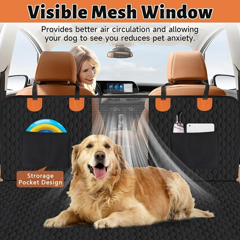 Dog Car Seat Cover Large Pet Back Seat Extender Car Backseat Protector Mat Waterproof Pet Travel Dog Carrier Hammock Hard Bottom