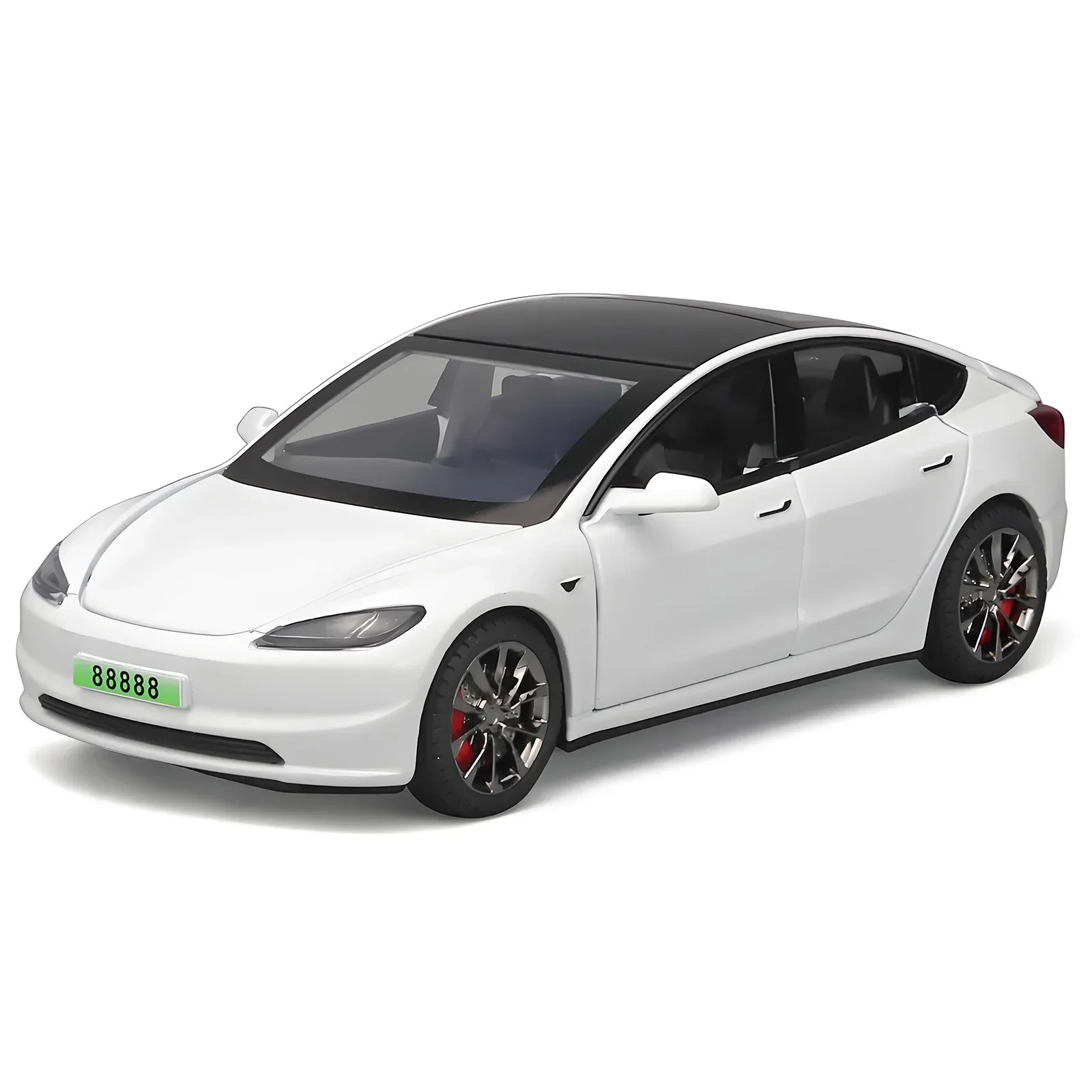 1:32 Tesla Model 3 Legering automodel Simulatie Geluid en licht Trek speelgoedauto Metalen auto Jongenscollectie Ornamenten Cadeau