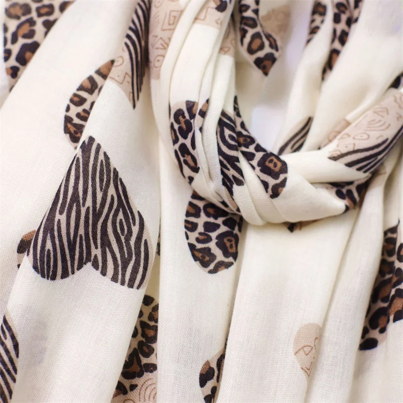 2025 Winter Sexy Leopard Dot Heart Fringe Viscose Shawls Scarf Lady High Quality Wrap Beach Stole Bufandas Muslim Hijab 180*90Cm