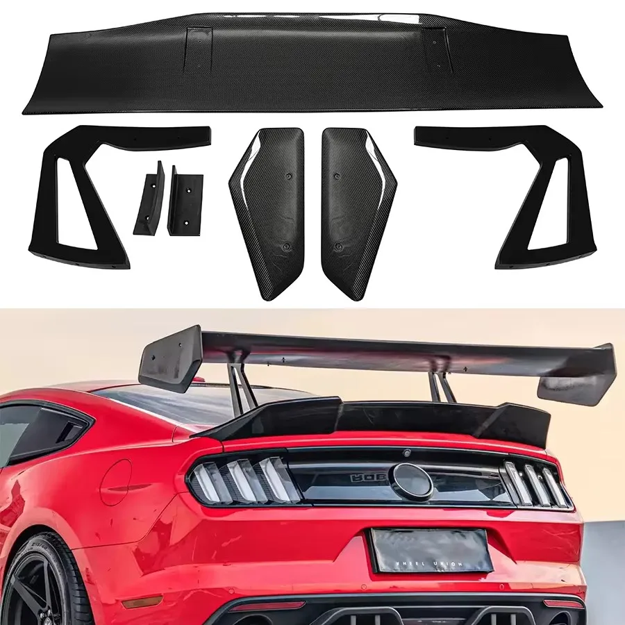 For Ford Mustang 2015+ GT Robots Style Carbon Fiber Tail fins Rear Trunk Spoiler Guide Wing Rear Wing upgraded body kit