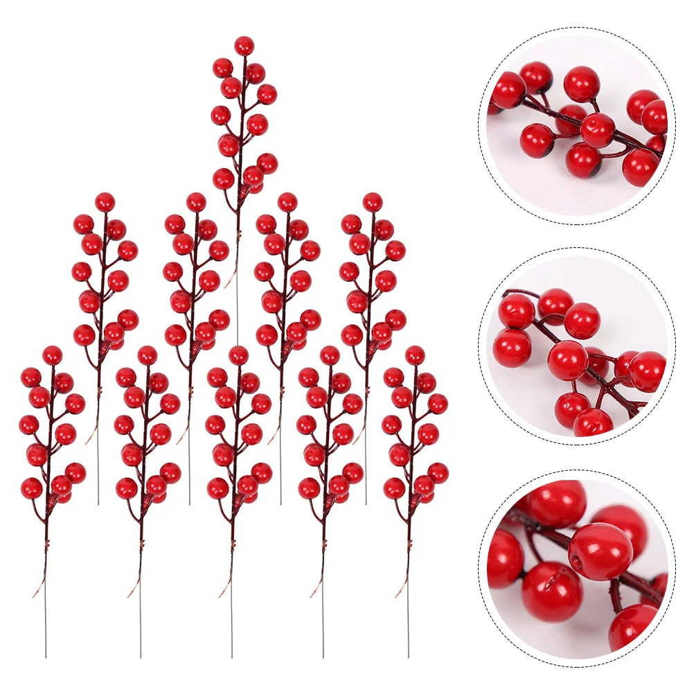 

10pcs Realistic Artificial Berry Stems For Home Decoration Wedding Party Supplies Decorative Plant Ornament Banquet Arrangements