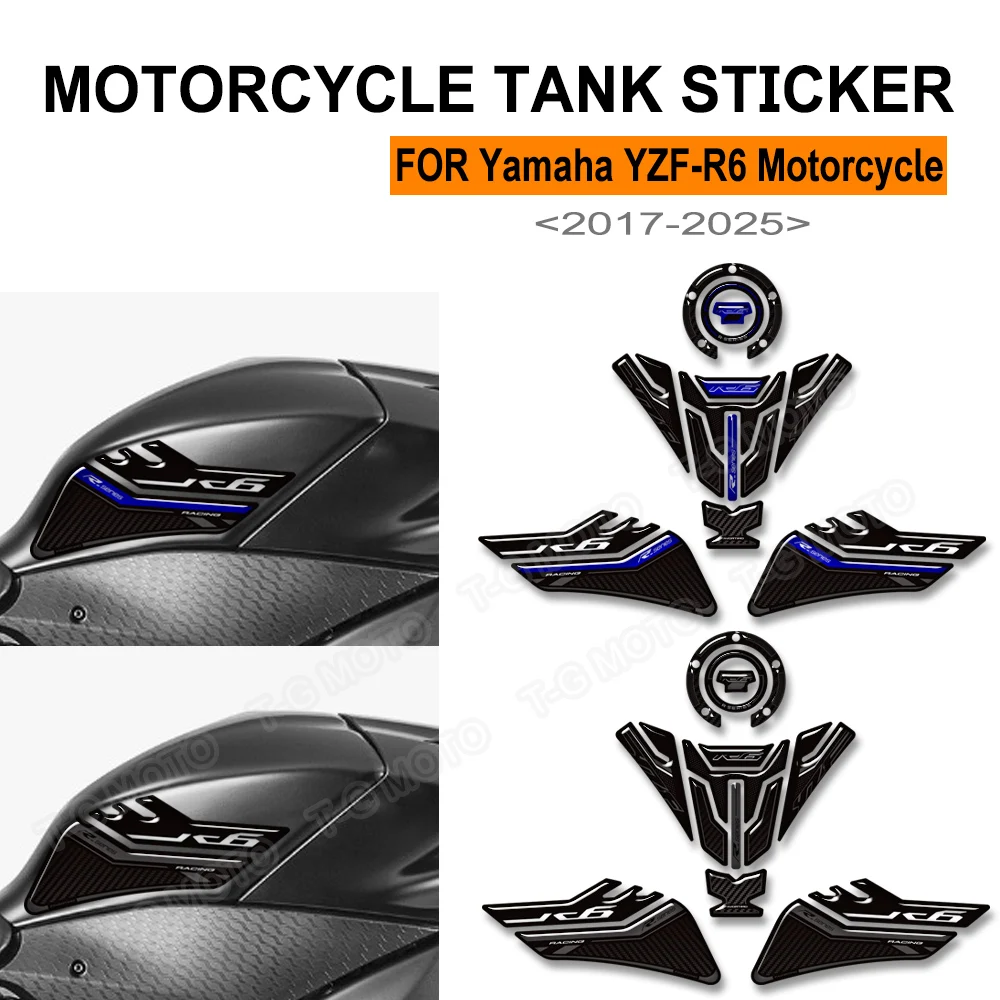 

﻿ For Yamaha YZF-R6 YZFR6 YZF R6 3D Epoxy Resin Motorcycle Tank Pad Protection Sticker New Decorative Decal kit 2017-2025