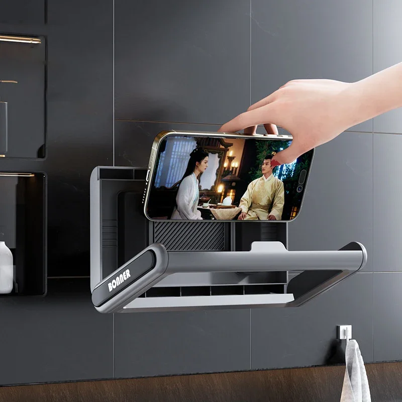 

1pc Bathroom Waterproof Mobile Phone Box Can Be Folded And Rotated To Adjust The Bathing And Watching TV In The Toilet.