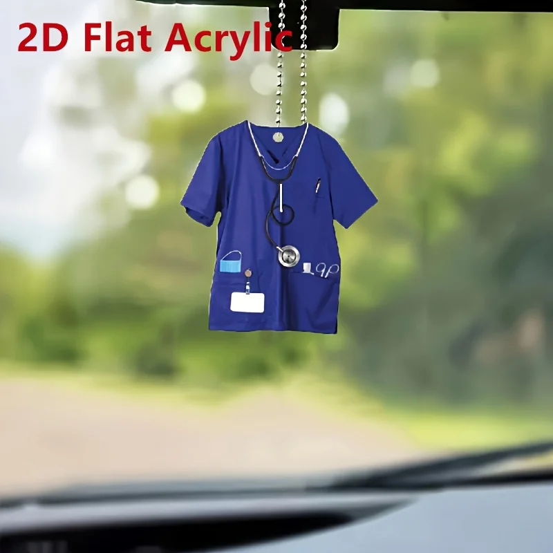 2pcs 2D Acrylic Nurse Uniform Chain Pendant Bag Hanging Nurses Professional Emblem Keychain Bag Nameplate Send Nurse Friend Gift