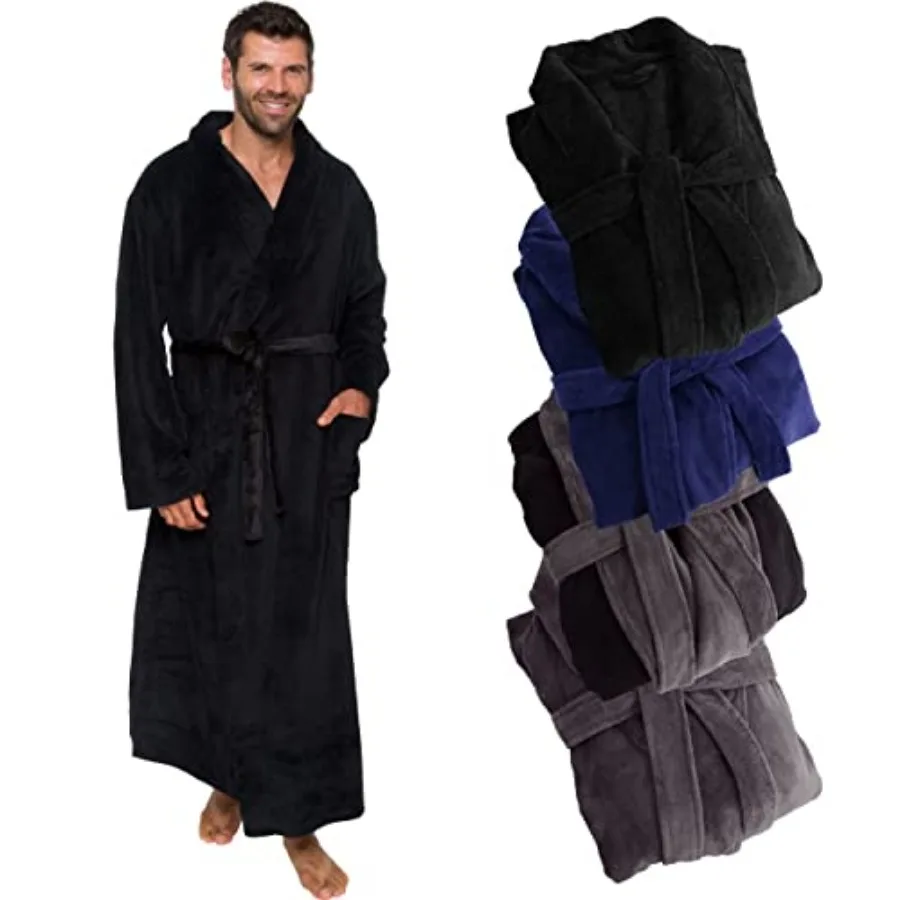 

Mens Robe Big and Tall - Long Plush Shawl Collar Fleece Bathrobe