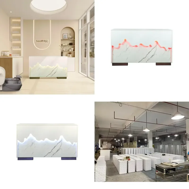 

【CHIMU HOME】Custom Wooden Reception Desk, Multifunctional Commercial Front Table, Minimalist Wood Style Office Counter
