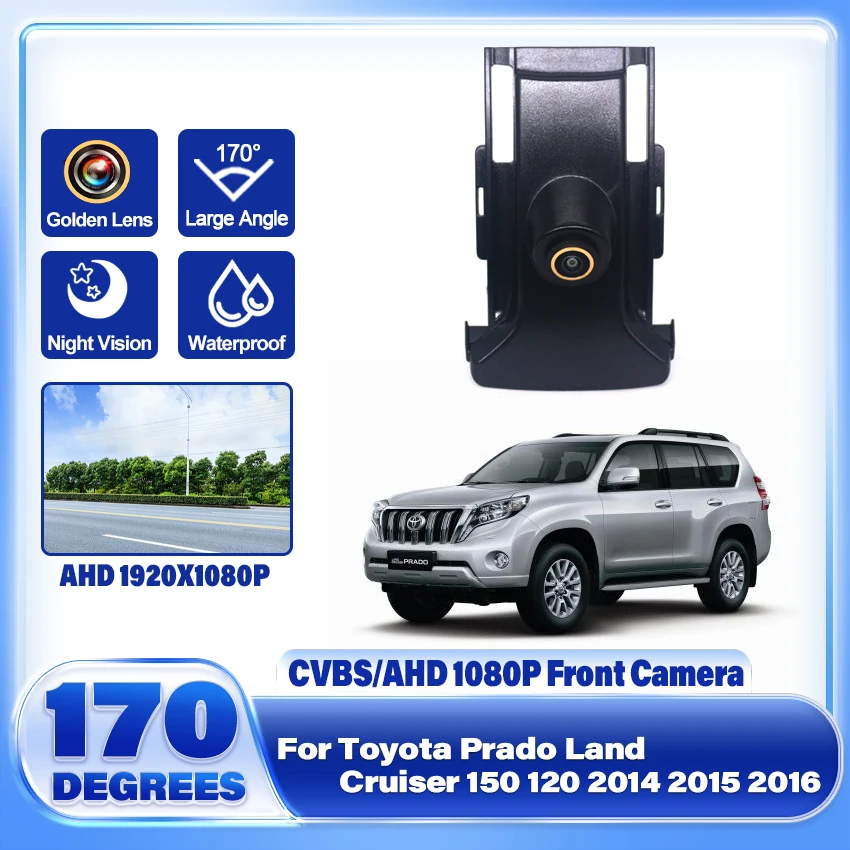 Fisheye Lens 170 Degrees HD Car Front View Logo Embeded Camera for Toyota Prado Land Cruiser 150 120 2014 2015 2016 Night Vision 