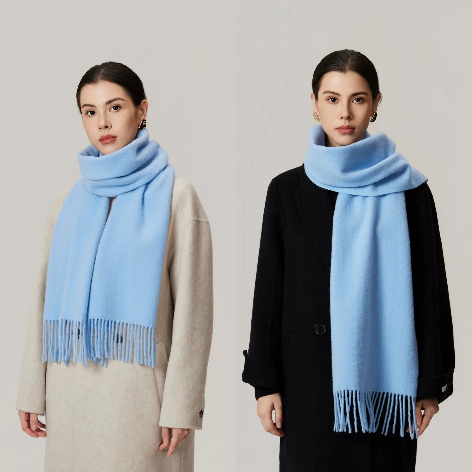 100% wool scarf solid color long 200cm thickened warm scarves women and men