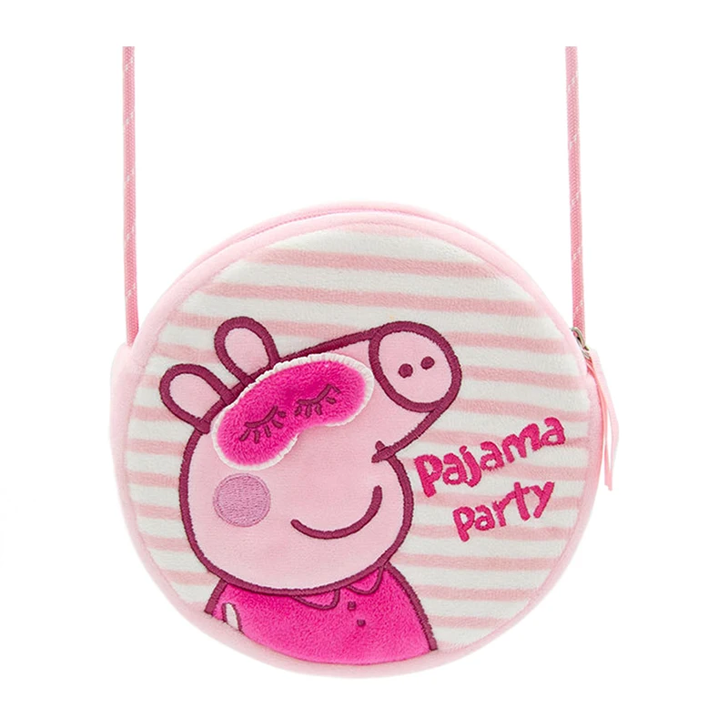 Peppa Pig Plush Crossbody Bag Cartoon Round Pajama Party Shoulder Bag Embroidered Coin Purse Girl Birthday Gifts Children's Toys