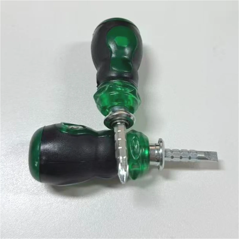 1PCS Double Head Ratchet Screwdriver Short Handle Slotted/sPhillips Screwdriver Telescopic Chrome Vanadium Steel Screw Driver