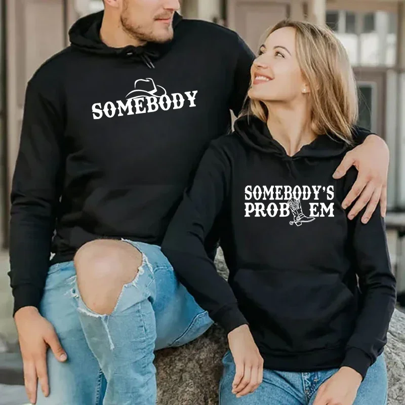 Couple Matching Hoodie Somebody’s Problem Somebody Graphic Long Sleeve Hat Shoes Hoodie Lover Sweater Y2K Fashion Unisex Hoodies