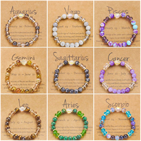 Fashion 12 Zodiac Crystal Beaded Bracelet Aries Taurus Gemini Cancer Leo Virgo Libra Scorpio Aquarius Pisces Women Jewelry Gift