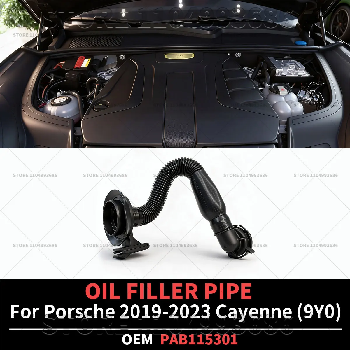 For Porsche 2019 2020 2021 2022 2023 Cayenne Coupe Platinum Edition E-HYBRID (9Y0) Oil Filler Pipe OEM PAB115301 4M0115301Q