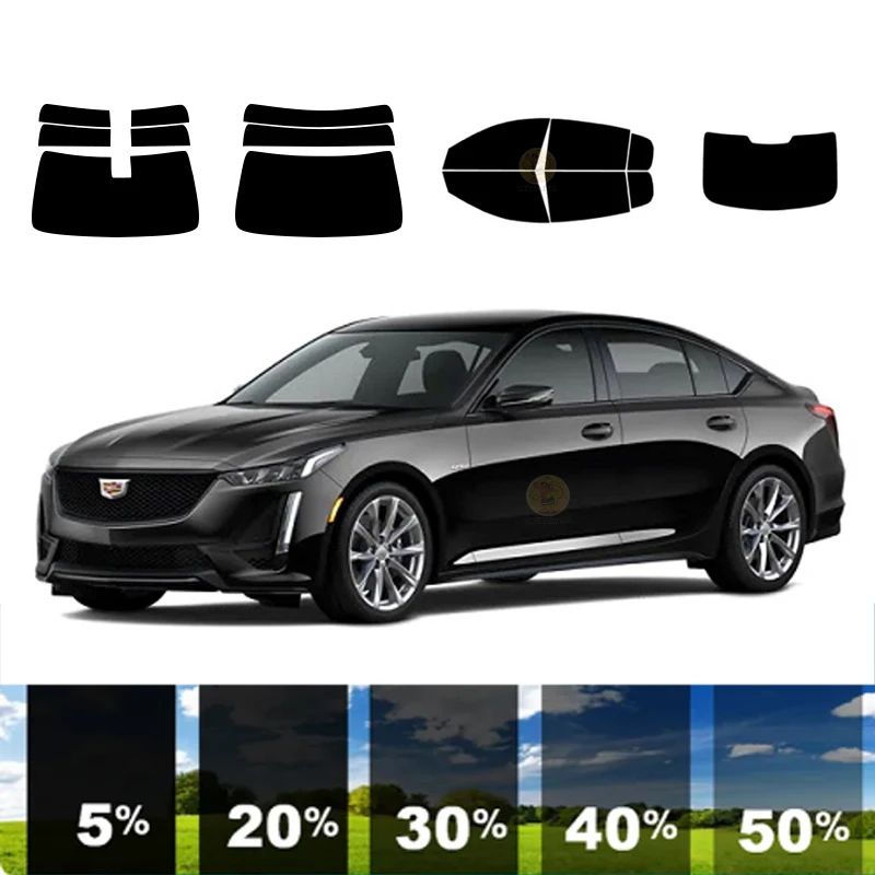 precut Removable Window Tint Film For Car 100% UVR 5%-70%VLT Heat Insulation Carbon ﻿For CADILLAC CT5 4 DR SEDAN 2020-2023