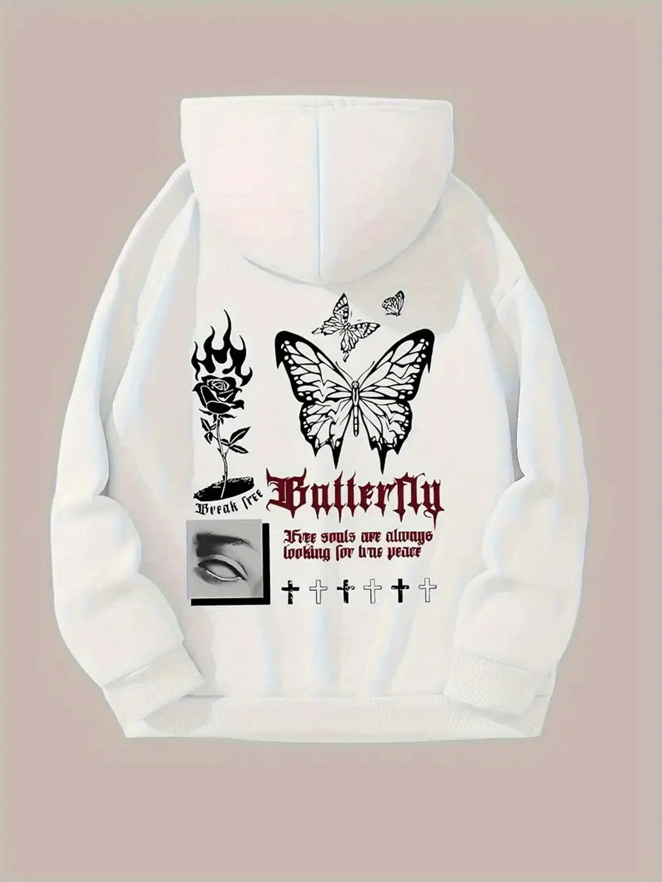 

Butterfly Graphic Printing Autumn and Winter Cotton Men's and Women's Hoodies Casual Outdoor Street Sports Training Brand Trend