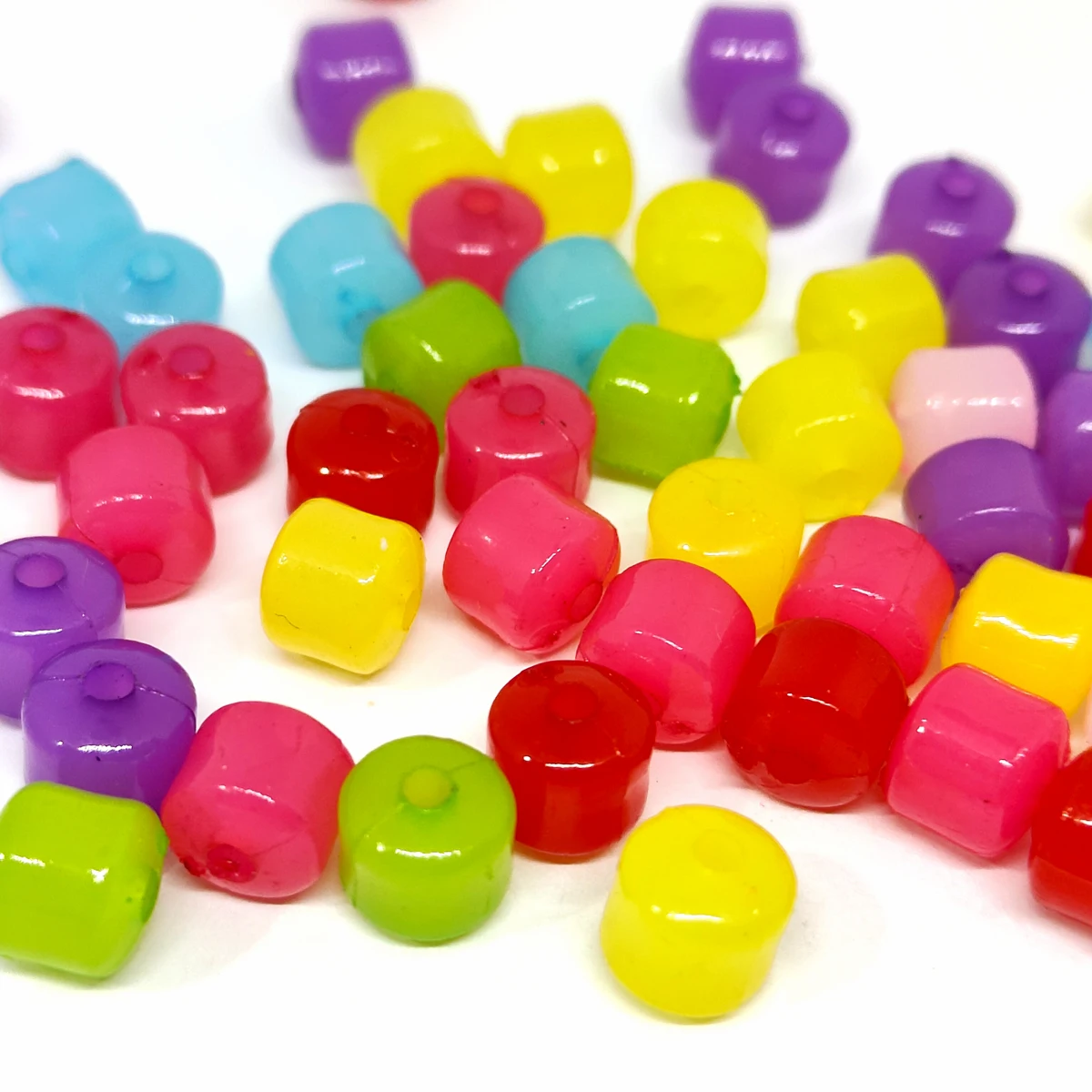 80pcs/Bag 6mm Cut Round Beads Earth Ball Jelly colored tubular beads  For Jewelry Making DIY Bracelet Spacer Accessories