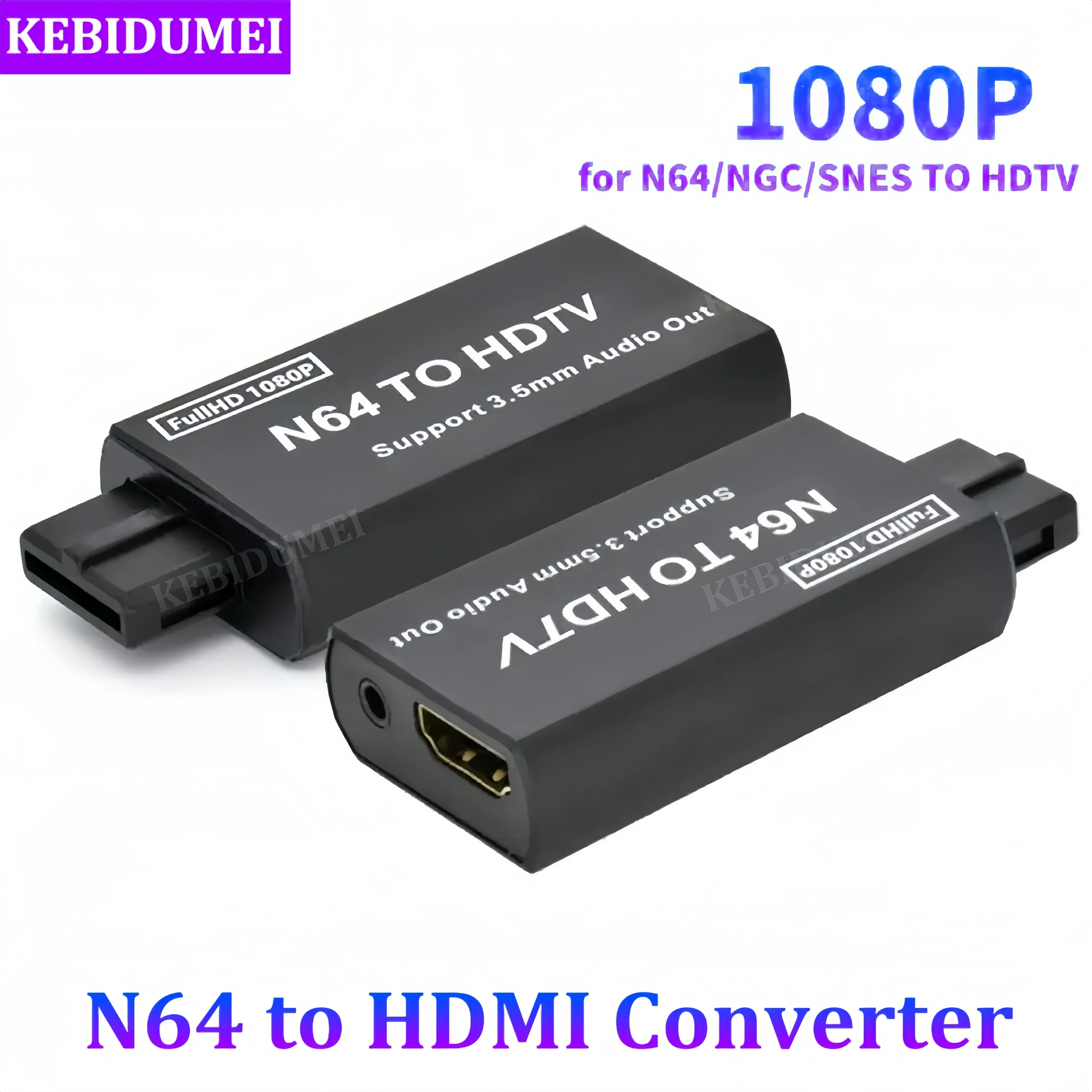 N64 to HDMI Converter Adapter Game Console Plug and Play for N64/SNES/NGC/SFC HDMI-compatible Adapter with 3.5mm Audio Output