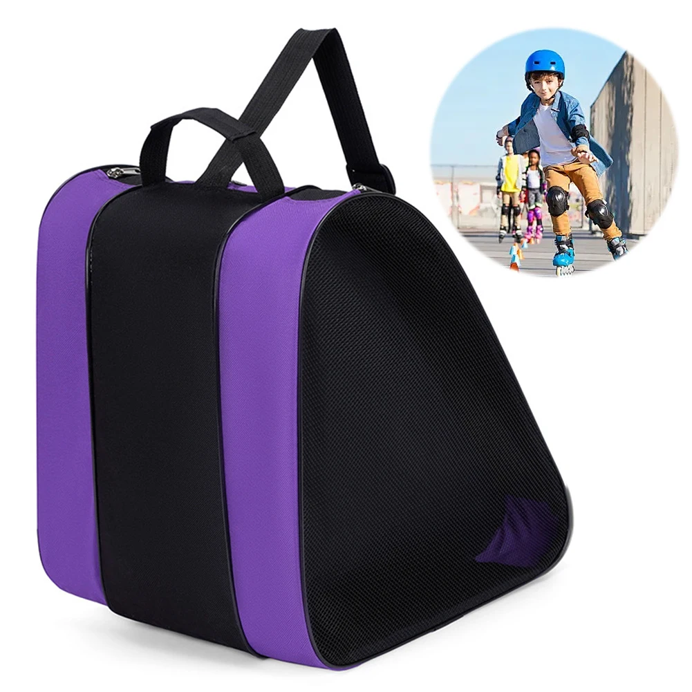 Portable Roller Skates Bag Large Capacity Adjustable Strap Ice-Skating Shoulder Bag Breathable Ski Snow Boots Ice Skating Bag