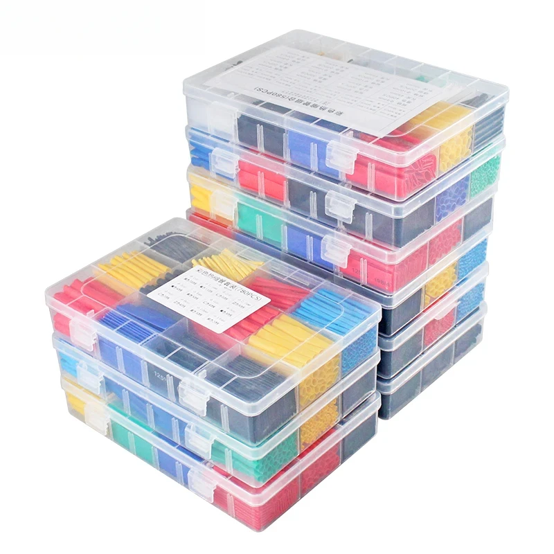 Tubo termorretráctil 2:1, 127/164/328/140/530/560/580/780 Uds., manguito aislante de poliolefina surtido, envoltura de manguito de Cable