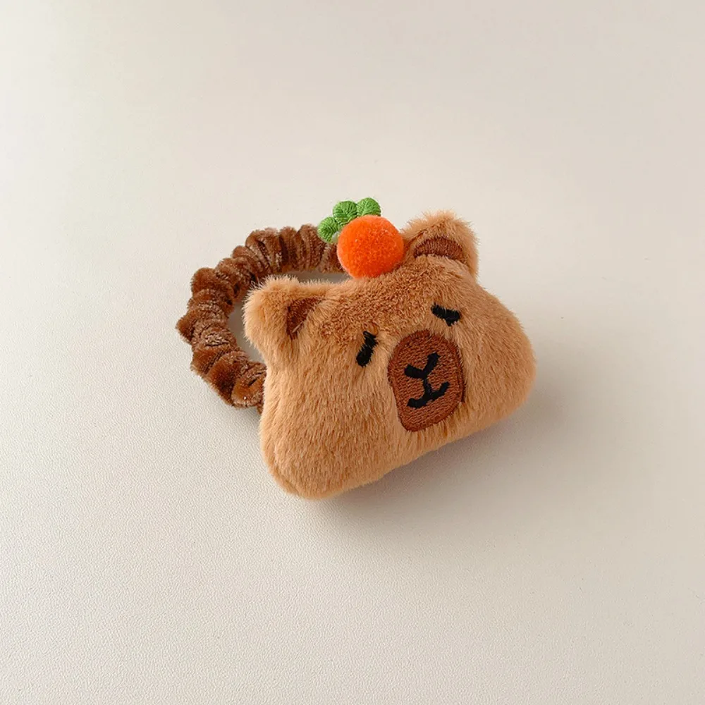 Cute Flocking Capybara Hair Ring Kawaii Sweet Plush Claw Clip Alloy Funny Cartoon Duckbill Clip Kids