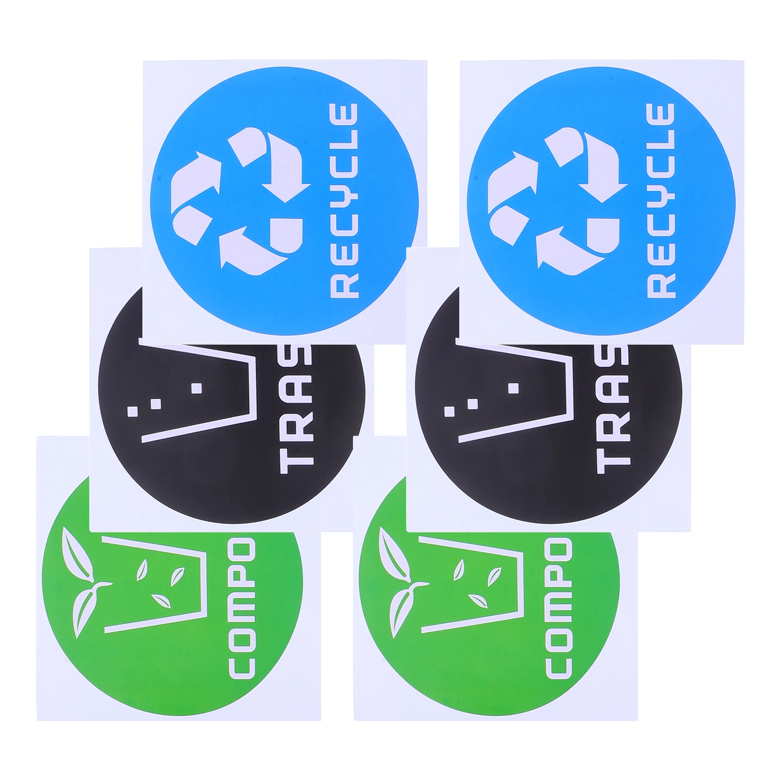 

6pcs Garbage Sorting Bin Labels Stickers PVC Self-Adhesive Colorful Trash Can Classification Decals Recycling Stick for Home