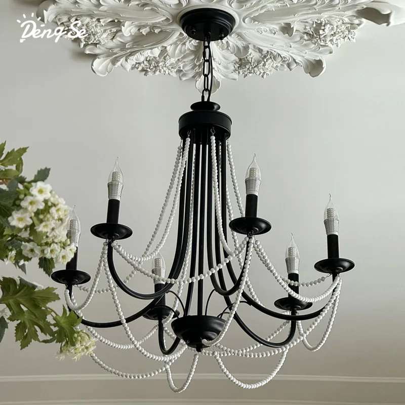 

French medieval living room chandelier, American retro Japanese restaurant room candle lamp