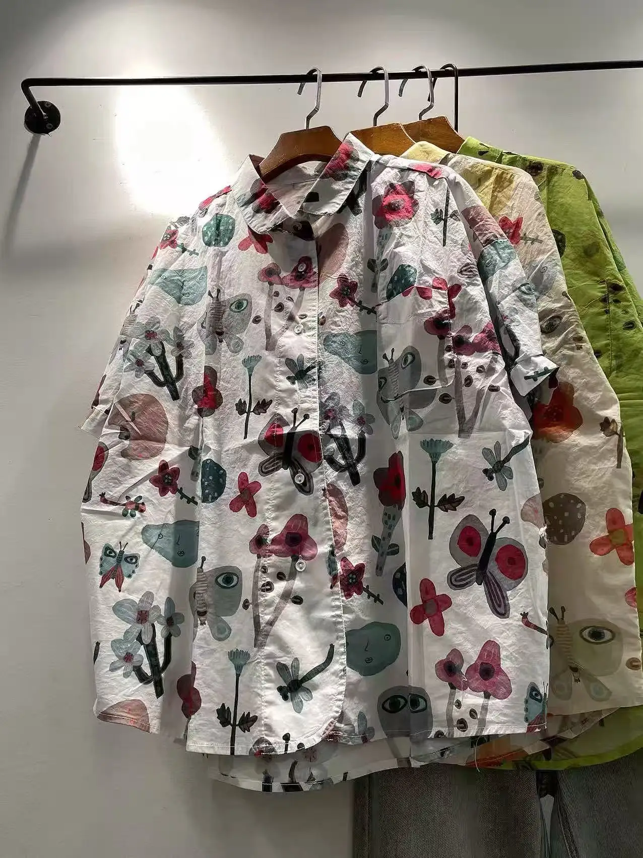 Bust 118cm harajuku fashion cartoon oversized shirts women blouses for women summer Japanese style short sleevet tops
