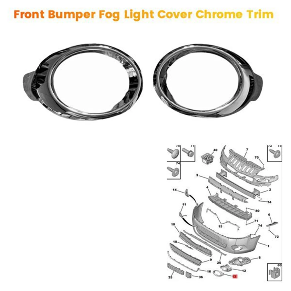 1 Pair Front Bumper Fog Light Trim Cover ABS Bezel Grille Molding Cover For Partner Tepee/Van Berlingo Multispace 1608323880