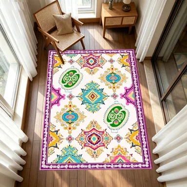 Boho Colorful Ethnic Ornament Carpet Flooring Household Living Room Large Area Rug