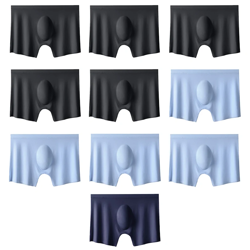10 Pcs/set Men's Sexy Panties Summer Ice Silk Boxers Briefs Seamless Underwear Lingerie Underpants Shorts Ultra-thin Breathable