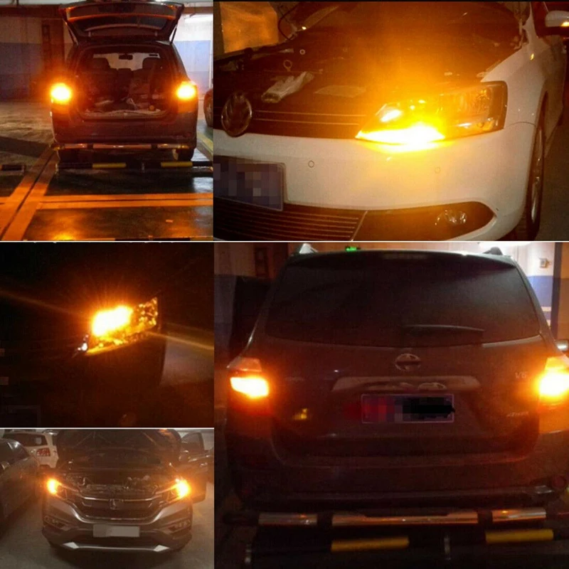 Imagem -03 - Frente Traseira Turn Signal Lights Lâmpadas Led 1156 7506 P21w Pcs Ba15s Amarelo