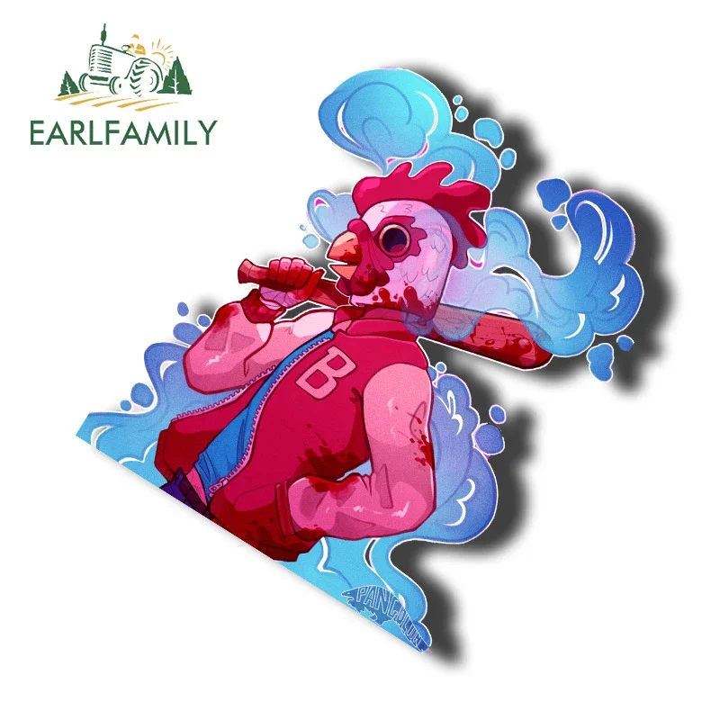 EARLFAMILY 13cm x 11.2cm for Hotline Miami Chicken Game Car Stickers Fashionable Sunscreen Decals Cartoon Scratch-Proof Decor