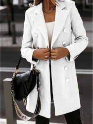 Casual Woolen Coat for Women Long Sleeve Streetwear Korean Fashion Jackets Button Turn Down Collar 2023 New Autumn Winter Coats