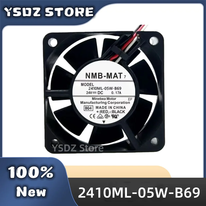 100%New 2410ML-05W-B69 3-wire 24VDC 0.17A 60*60*25MM For NMB-MAT Cooling fan in stock Fast Shipping