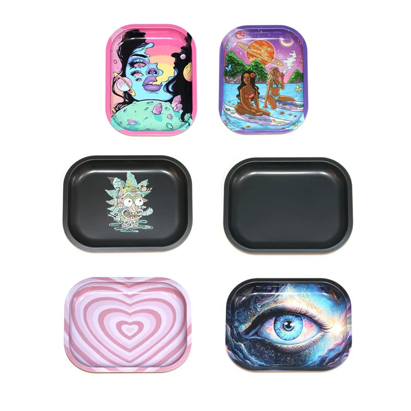 18*14cm Rolling Tool Pink Girly Metal Smoke Rolling Tray Tobacco Herb Trays Smoking Accessories